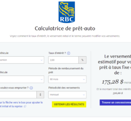 calcul prêt auto RBC